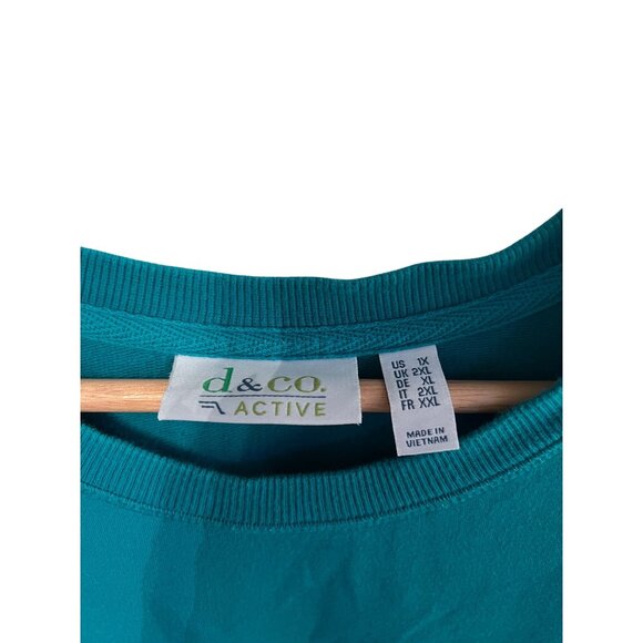 D&Co Active Teal 3/4 Sleeve Top Relaxed Fit Lightweight Stretch Shirt Women's 1x - Picture 3 of 5